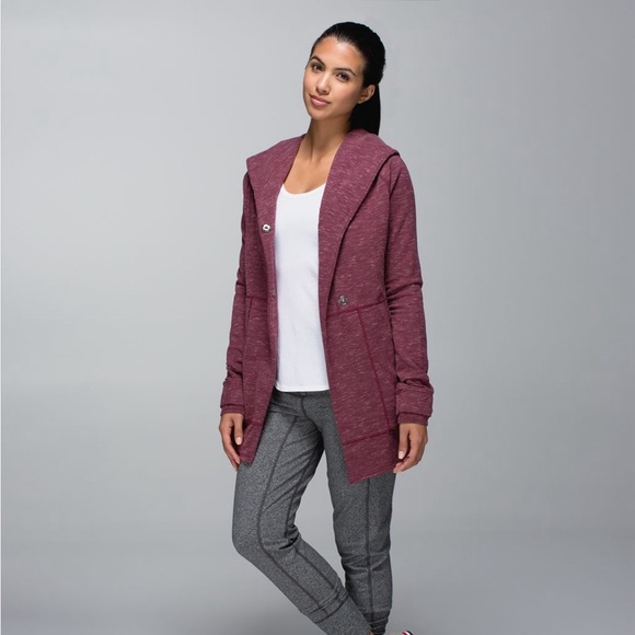 Lululemon Find Your Centre Wrap Hoodie - Heathered Marled Rust Berry - Picture 3 of 11